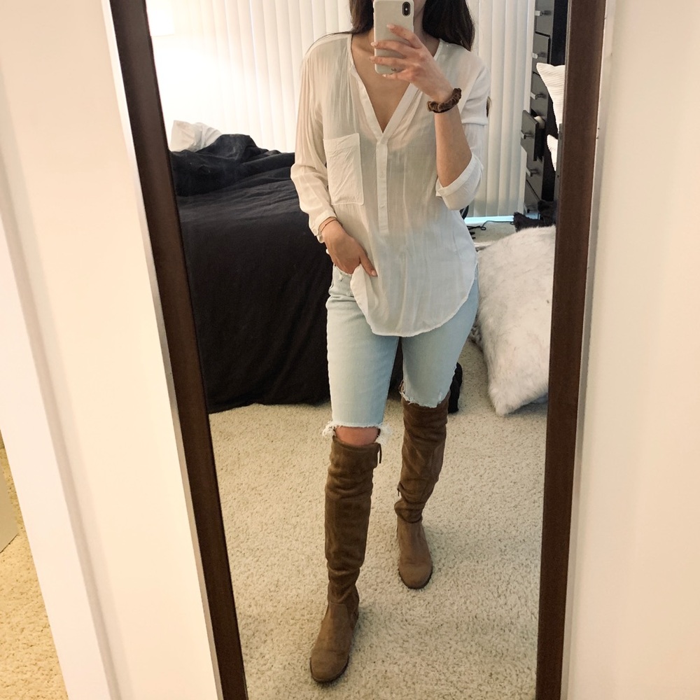 A New Day Sidney Camel Suede Over the Knee Boots size 7